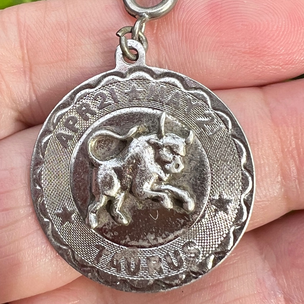 Vintage Large Zodiac Taurus Pendant Charm 925 Sterling April 21 -May21 Birthday